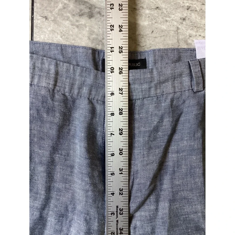 Banana Republic Martin Fit Linen Blend Blue Trousers Women's Size 12